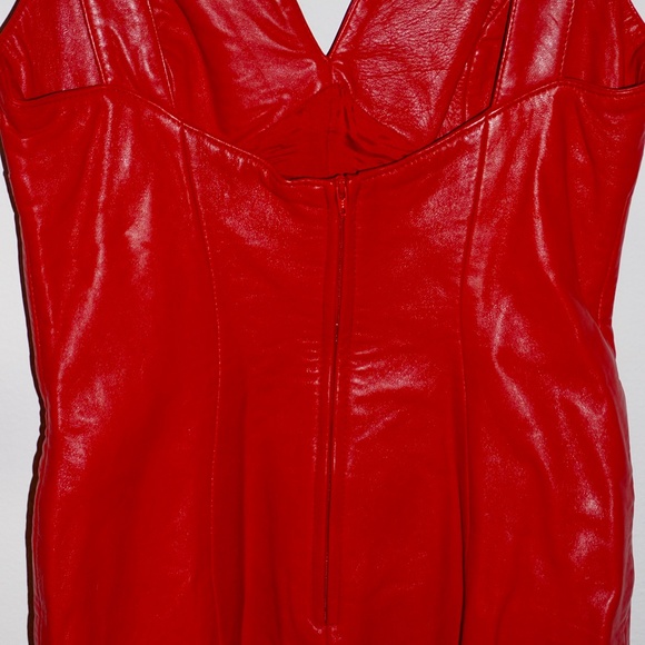 Michael Hoban North Beach Lamb Vintage Red Leather  Dress! - Picture 6 of 6